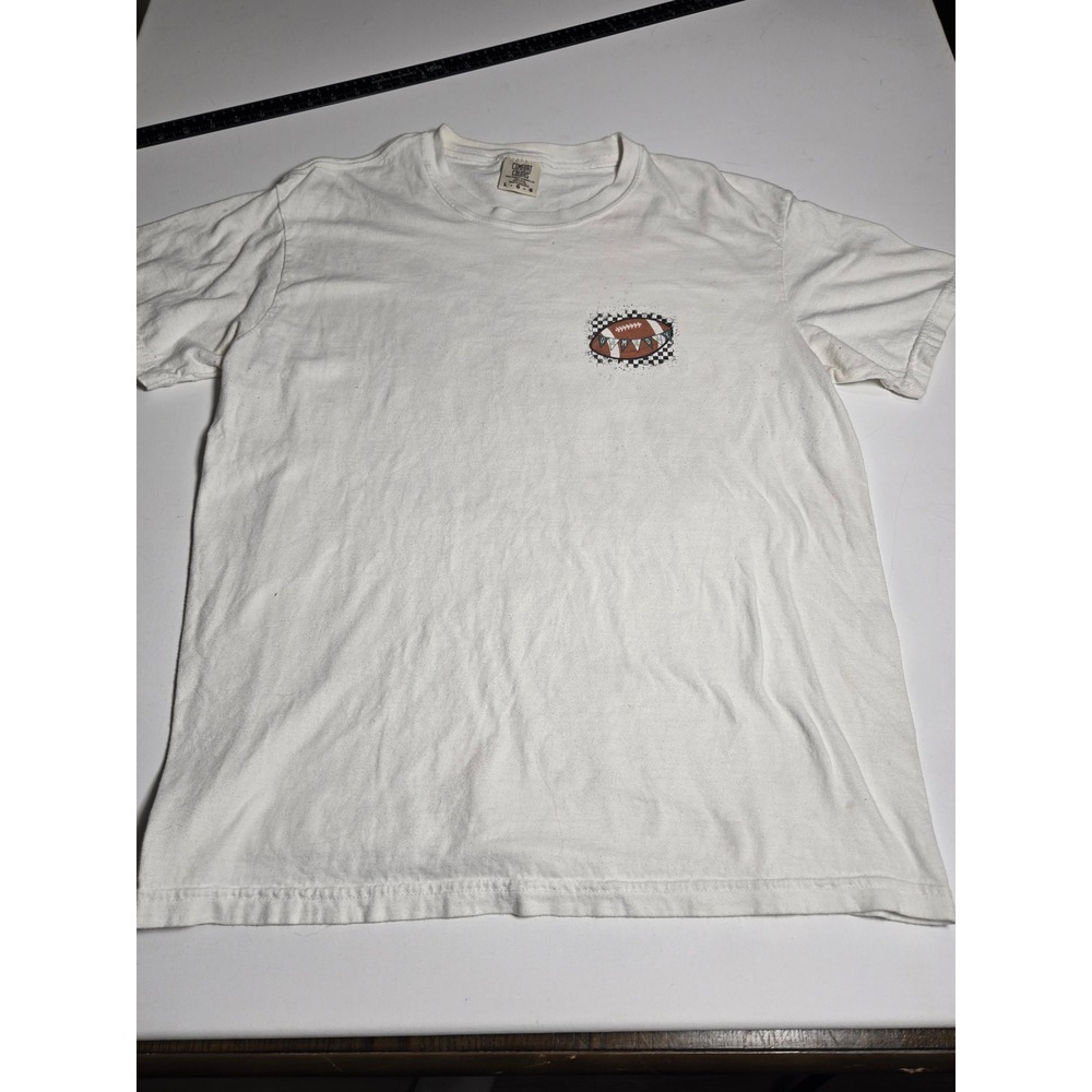 Comfort Colors Football Graphic T-Shirt Mens Large White Excellent Gameday Tee